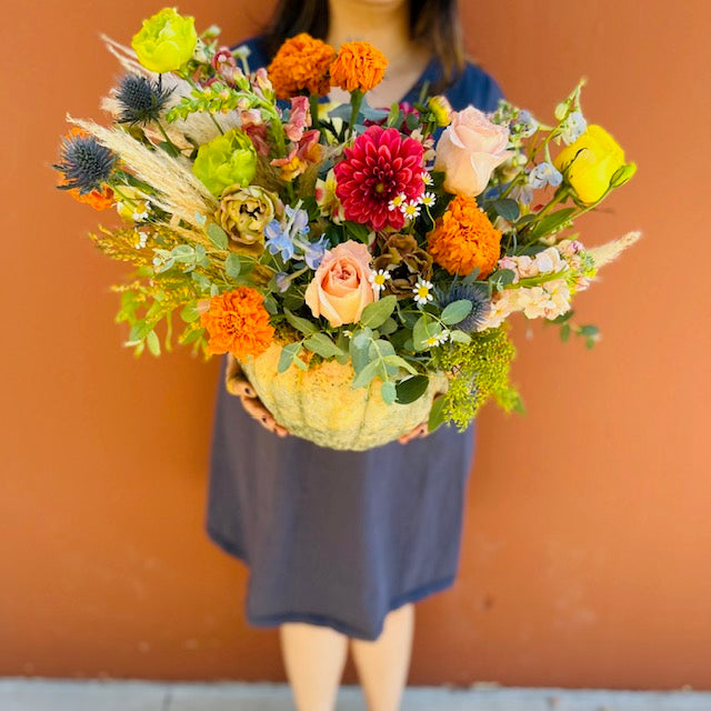 "Gorgeous Gourd" Fall Pumpkin Arrangement | Seasonal Flowers & Dried Elements - The English Garden