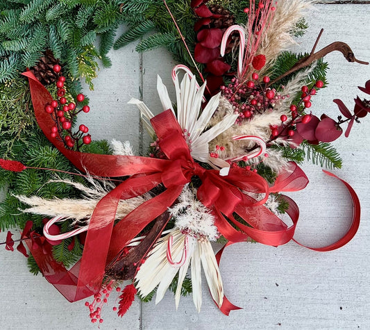 Candy Cane Wreath - The English Garden