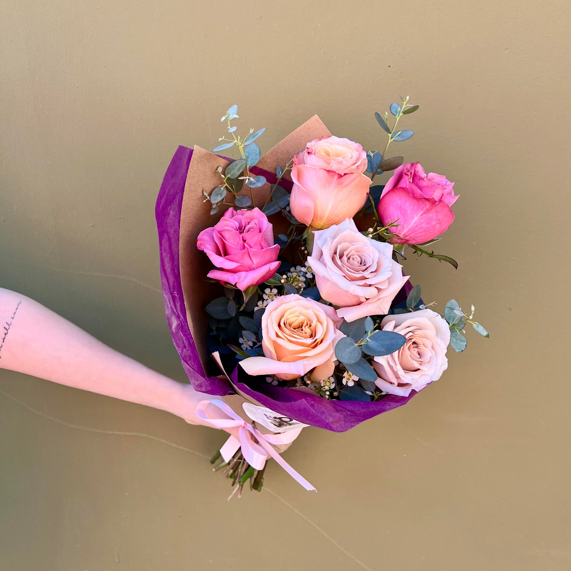 Classic Hand Tied Rose Bouquet - The English Garden