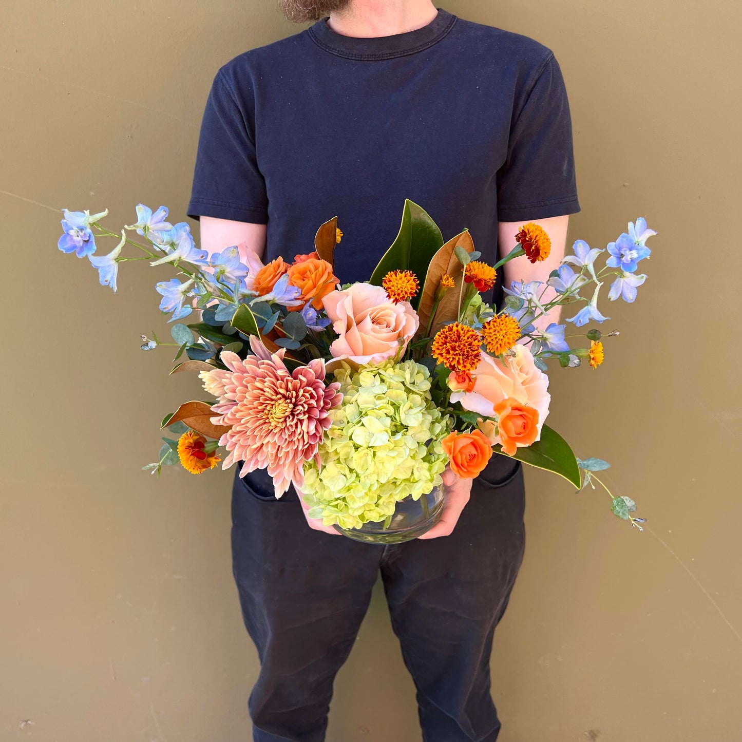 Thankfully Yours | Magnolia, Delphinium, French Marigolds - The English Garden