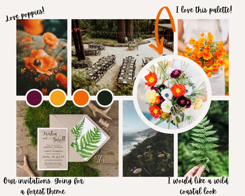 make a mood board for your wedding flowers