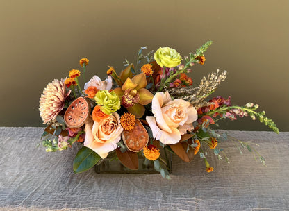 Gather Round | Seasonal Arrangement with Dried Persimmons, Snapdragons, and Lisianthus - The English Garden