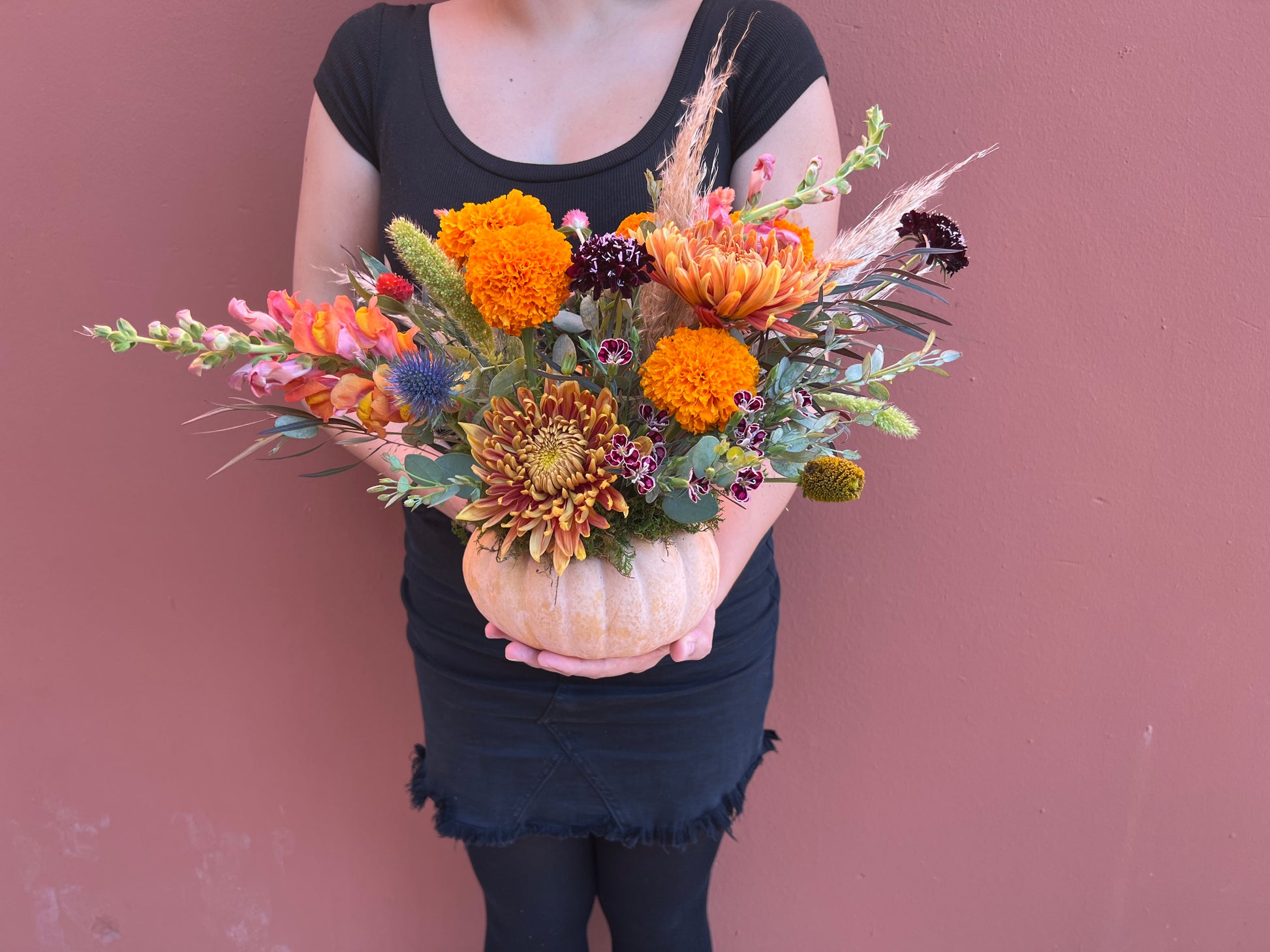 "Gorgeous Gourd" Fall Pumpkin Arrangement | Seasonal Flowers & Dried Elements - The English Garden
